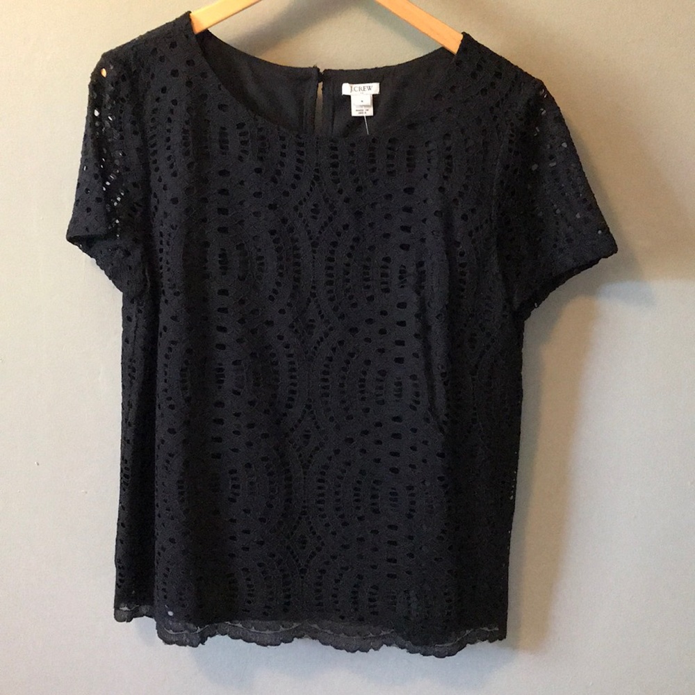 J. Crew Black Lace Top